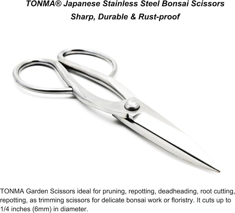 TONMA JP TONMA Ashinaga Bonsai Scissors [Made in Japan] 8 inch Soild Stainless Steel Hasami Pruning Shears Ultra Sharp & Rust-proof, Japanese Bonsai Garden Tools - Image 4
